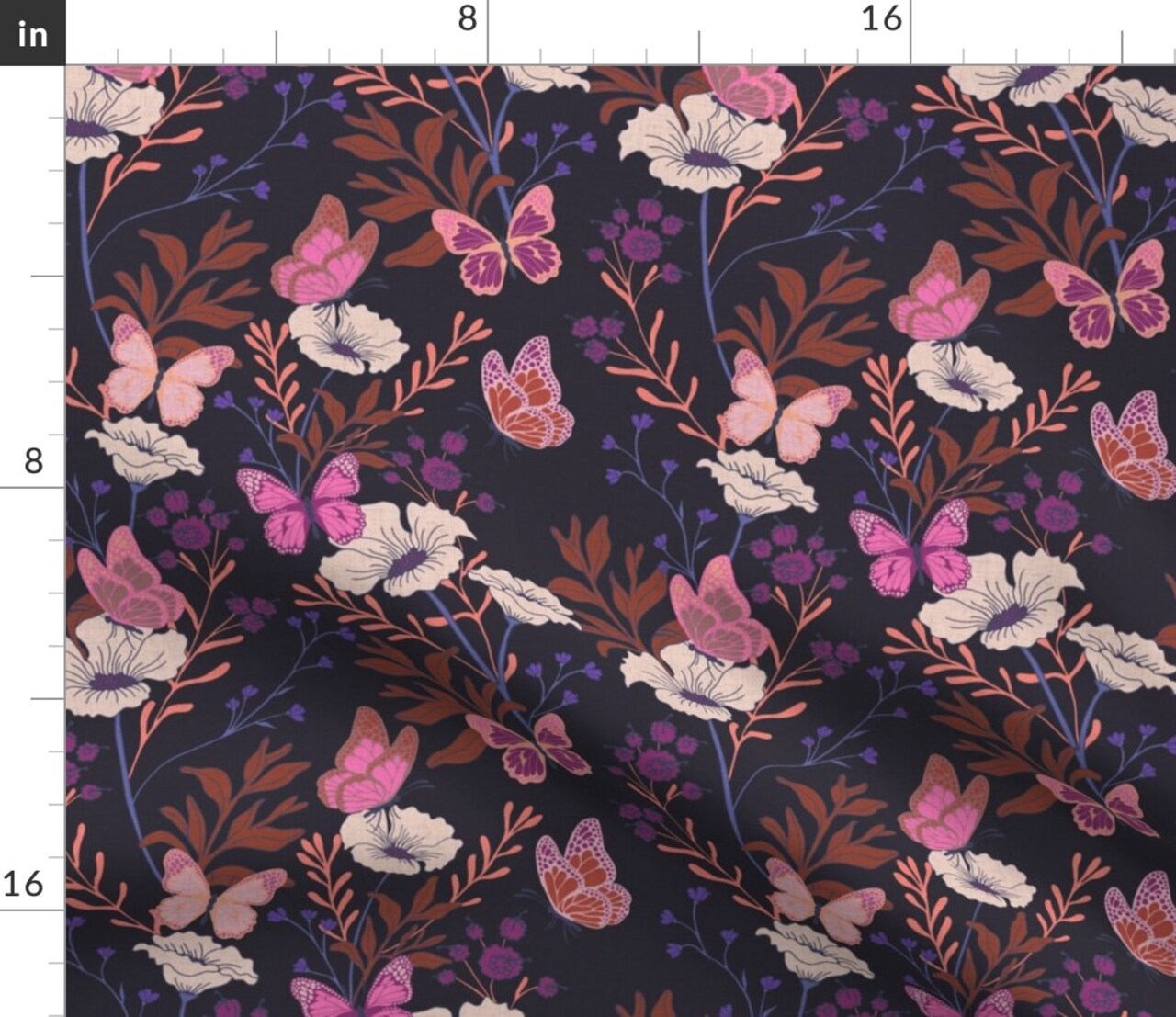 Purple Whimsical Garden Wild Flowers Floral Flower Boho Glamour Custom Printed Fabric by Spoonflower Various Fabrics by the Yard or Fat Quarter